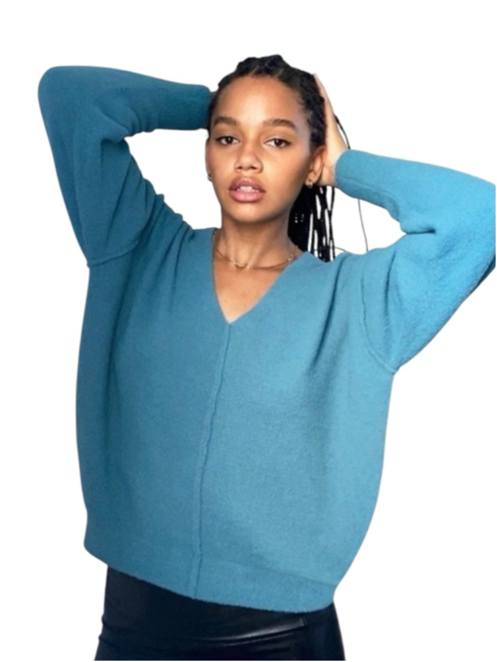 Wilfred Free Hush Knit V-Neck Sweater Blue Size XXS Aritzia